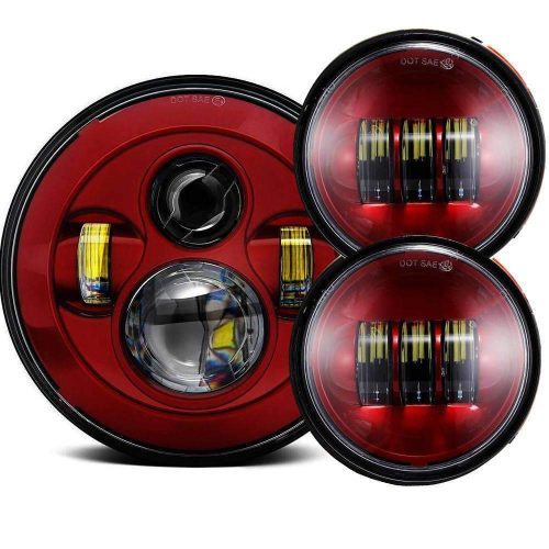 7” LED Headlight And Passing Lights - Eagle Lights 8700 Color Matched Harley 7